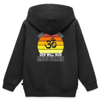 Meditieren Spruch - Kinder Premium Organic Zip Hoodie - Schwarz - Hinten - AI Model Kid Male (0cm)
