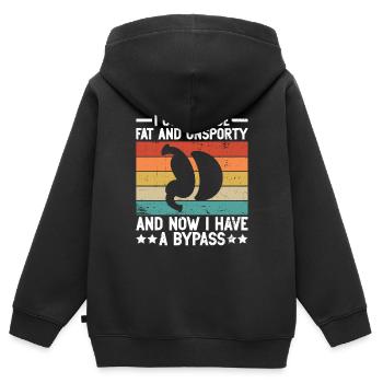 Magen Bypass Operation Gewichtsverlustoperation - Kinder Premium Organic Zip Hoodie - Schwarz - Hinten - AI Model Kid Male (0cm)