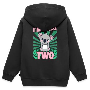 Im Wild And 2 Years-Old Bday Party Gift Koala - Kinder Premium Organic Zip Hoodie - Schwarz - Hinten - AI Model Kid Male (0cm)