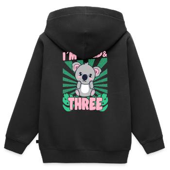 Im Wild Et 3 ans Bday Party Gift Koala - Sweat Premium à capuche zippé enfant bio - noir - Dos - AI Model Kid Male (0cm)