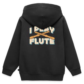 Flutes I Play Flute Woodwind Marching Band Flutist - Kinder Premium Organic Zip Hoodie - Schwarz - Hinten - AI Model Kid Male (0cm)