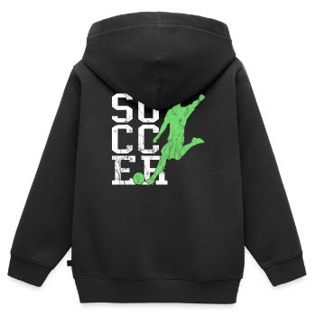 Fußball - Kinder Premium Organic Zip Hoodie - Schwarz - Hinten - AI Model Kid Male (0cm)