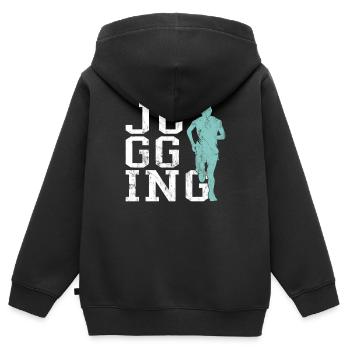 Faire du jogging - Sweat Premium à capuche zippé enfant bio - noir - Dos - AI Model Kid Male (0cm)