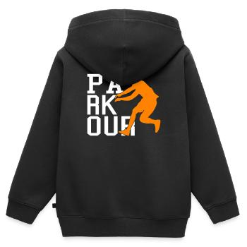 Parkour - Sweat Premium à capuche zippé enfant bio - noir - Dos - AI Model Kid Male (0cm)