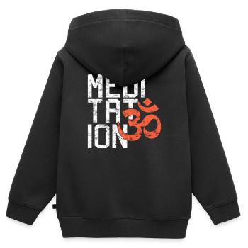 Meditation - Kinder Premium Organic Zip Hoodie - Schwarz - Hinten - AI Model Kid Male (0cm)