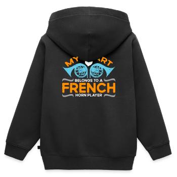 French Horn My Heart Belongs To Jazz Horn Hornist - Kinder Premium Organic Zip Hoodie - Schwarz - Hinten - AI Model Kid Male (0cm)