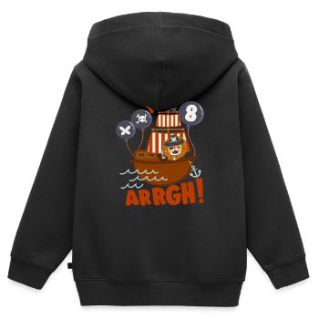 Arrr I'm 8 Pirate Theme 8th Birthday Party Gift - Kids Premium Organic Zip-up Hoodie - black - Back - AI Model Kid Male (0cm)