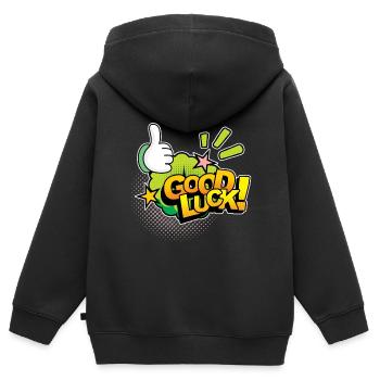 Good Luck Comic, Comic-Strips, Daumen nach oben - Kinder Premium Organic Zip Hoodie - Schwarz - Hinten - AI Model Kid Male (0cm)
