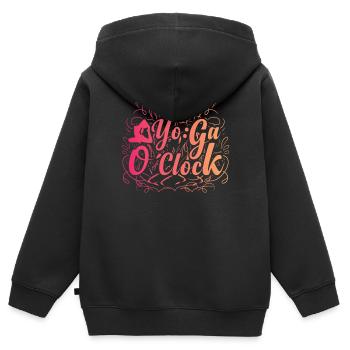 YO:GA O’Clock Yoga - Sweat Premium à capuche zippé enfant bio - noir - Dos - AI Model Kid Male (0cm)
