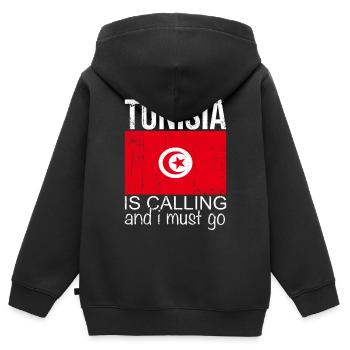 Tunesien - Kinder Premium Organic Zip Hoodie - Schwarz - Hinten - AI Model Kid Male (0cm)
