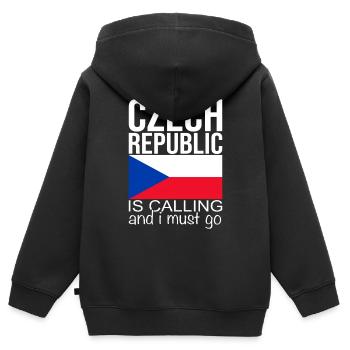 Tchéquie - Sweat Premium à capuche zippé enfant bio - noir - Dos - AI Model Kid Male (0cm)