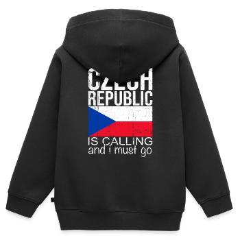 Tchéquie - Sweat Premium à capuche zippé enfant bio - noir - Dos - AI Model Kid Male (0cm)
