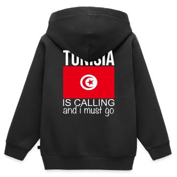 Tunesien - Kinder Premium Organic Zip Hoodie - Schwarz - Hinten - AI Model Kid Male (0cm)