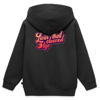 Magenverkleinerung Betrieb - Kinder Premium Organic Zip Hoodie - Schwarz - Hinten - AI Model Kid Male (0cm)