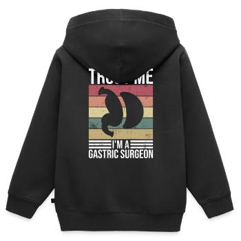 Magenchirurg - Kinder Premium Organic Zip Hoodie - Schwarz - Hinten - AI Model Kid Male (0cm)