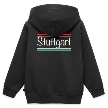 Stuttgart - Sweat Premium à capuche zippé enfant bio - noir - Dos - AI Model Kid Male (0cm)