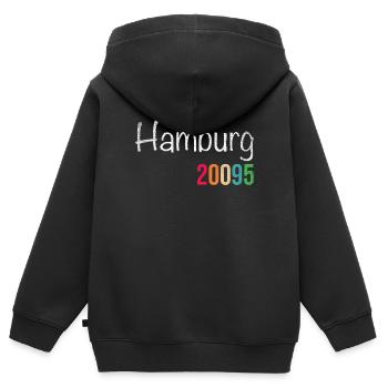 Hambourg - Sweat Premium à capuche zippé enfant bio - noir - Dos - AI Model Kid Male (0cm)