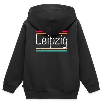 Leipzig - Sweat Premium à capuche zippé enfant bio - noir - Dos - AI Model Kid Male (0cm)