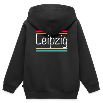 Leipzig - Sweat Premium à capuche zippé enfant bio - noir - Dos - AI Model Kid Male (0cm)