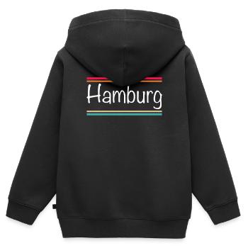 Hambourg - Sweat Premium à capuche zippé enfant bio - noir - Dos - AI Model Kid Male (0cm)