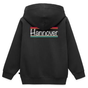 Hannover - Kinder Premium Organic Zip Hoodie - Schwarz - Hinten - AI Model Kid Male (0cm)