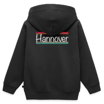 Hannover - Kinder Premium Organic Zip Hoodie - Schwarz - Hinten - AI Model Kid Male (0cm)