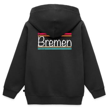 Brême - Sweat Premium à capuche zippé enfant bio - noir - Dos - AI Model Kid Male (0cm)