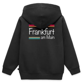 Francfort-sur-le-Main - Sweat Premium à capuche zippé enfant bio - noir - Dos - AI Model Kid Male (0cm)