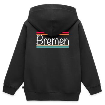Brême - Sweat Premium à capuche zippé enfant bio - noir - Dos - AI Model Kid Male (0cm)
