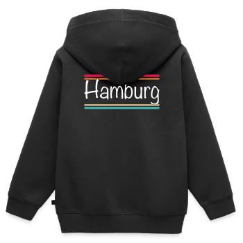 Hambourg - Sweat Premium à capuche zippé enfant bio - noir - Dos - AI Model Kid Male (0cm)