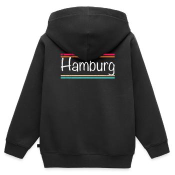 Hambourg - Sweat Premium à capuche zippé enfant bio - noir - Dos - AI Model Kid Male (0cm)