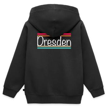 Dresde - Sweat Premium à capuche zippé enfant bio - noir - Dos - AI Model Kid Male (0cm)