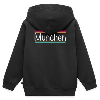 Munich - Sweat Premium à capuche zippé enfant bio - noir - Dos - AI Model Kid Male (0cm)