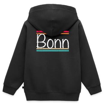 Bonn - Kinder Premium Organic Zip Hoodie - Schwarz - Hinten - AI Model Kid Male (0cm)