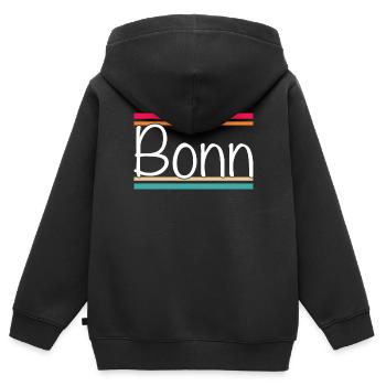 Bonn - Kinder Premium Organic Zip Hoodie - Schwarz - Hinten - AI Model Kid Male (0cm)