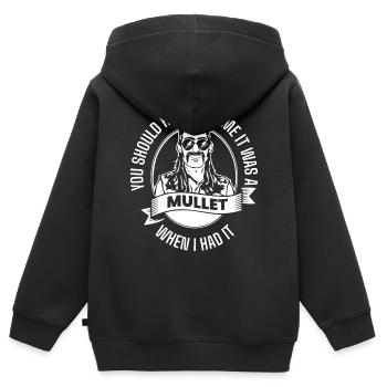 Vokuhila, Vokuhila-Frisur, Frisur, - Kinder Premium Organic Zip Hoodie - Schwarz - Hinten - AI Model Kid Male (0cm)