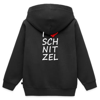 I LOVE SCHNITZEL - Kinder Premium Organic Zip Hoodie - Schwarz - Hinten - AI Model Kid Male (0cm)