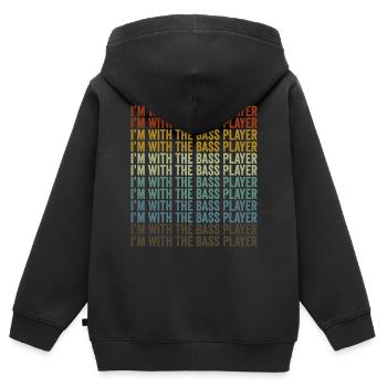 Ich bin mit dem Bassisten Bassist Gitarrist - Kinder Premium Organic Zip Hoodie - Schwarz - Hinten - AI Model Kid Male (0cm)