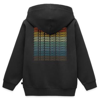Nur ein Junge, der Vulkane liebt Vulkane - Kinder Premium Organic Zip Hoodie - Schwarz - Hinten - AI Model Kid Male (0cm)