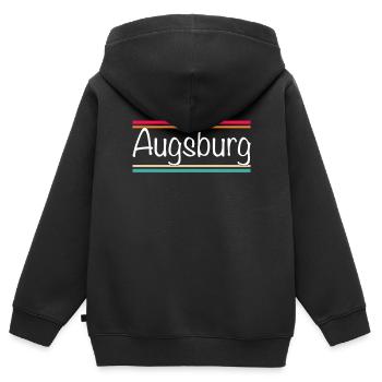 Augsburg - Kinder Premium Organic Zip Hoodie - Schwarz - Hinten - AI Model Kid Male (0cm)