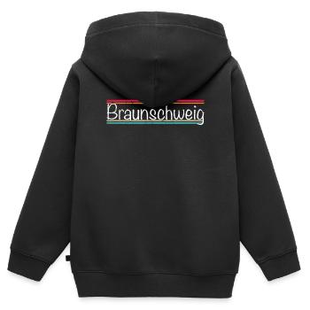 Braunschweig - Kinder Premium Organic Zip Hoodie - Schwarz - Hinten - AI Model Kid Male (0cm)