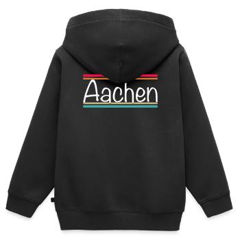 Aachen - Kinder Premium Organic Zip Hoodie - Schwarz - Hinten - AI Model Kid Male (0cm)