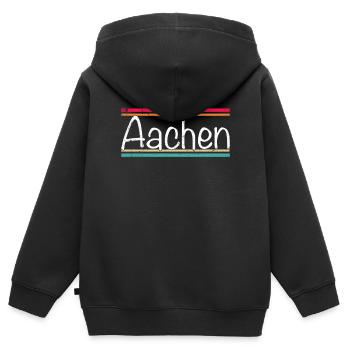 Aachen - Kinder Premium Organic Zip Hoodie - Schwarz - Hinten - AI Model Kid Male (0cm)