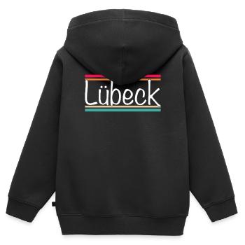 Lübeck - Kinder Premium Organic Zip Hoodie - Schwarz - Hinten - AI Model Kid Male (0cm)