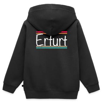 Erfurt - Kinder Premium Organic Zip Hoodie - Schwarz - Hinten - AI Model Kid Male (0cm)