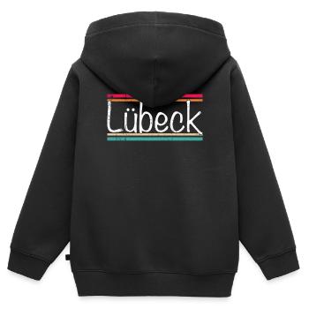 Lübeck - Kinder Premium Organic Zip Hoodie - Schwarz - Hinten - AI Model Kid Male (0cm)