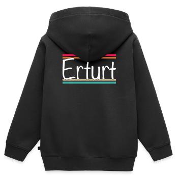 Erfurt - Kinder Premium Organic Zip Hoodie - Schwarz - Hinten - AI Model Kid Male (0cm)