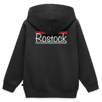 Rostock - Kinder Premium Organic Zip Hoodie - Schwarz - Hinten - AI Model Kid Male (0cm)