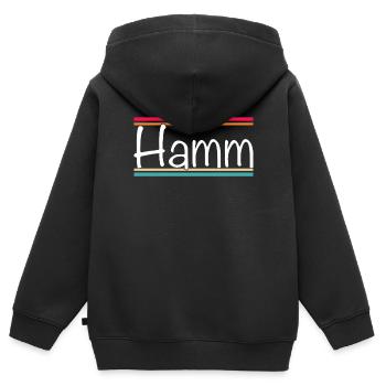 Hamm - Kinder Premium Organic Zip Hoodie - Schwarz - Hinten - AI Model Kid Male (0cm)