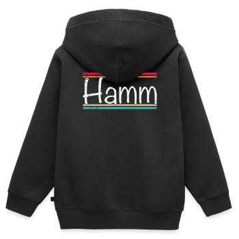 Hamm - Kinder Premium Organic Zip Hoodie - Schwarz - Hinten - AI Model Kid Male (0cm)